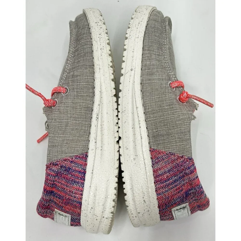 Hey Dude Wendy Funk Grey Size K12 Pink Slip On Shoe Youth Kids MINT CONDITION